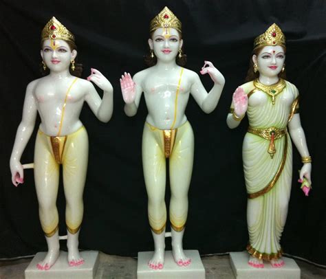 Painted Hindu White Marble Iskcon Ram Darbar Statue For Worship Size