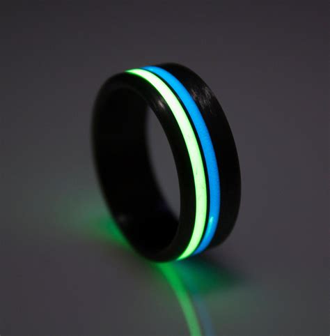 Carbon Fiber Glow Ring Glow Ring Men S Ring Black Ring Etsy