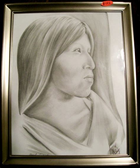 Serene Native American Profile Pencil Sketch With Realistic Detail