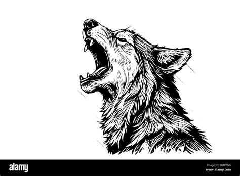 Angry Wolf Head Hand Drawn Ink Sketch Engraving Vintage Style Vector