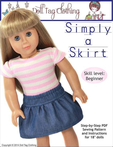 Simply A Skirt 18 Inch Doll Clothes Pattern Pdf Download Pixie Faire