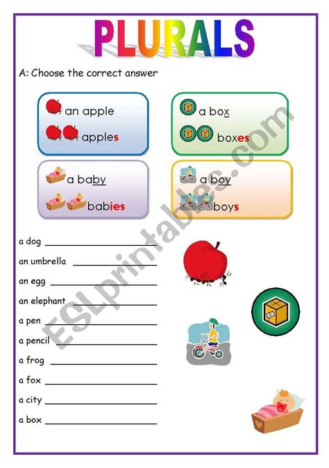 PLURALS Regular English For Beginners ESL Worksheet By Lucak F