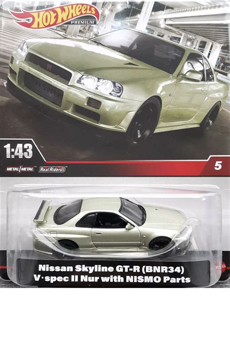 Hot Wheels Premium Real Riders Nissan Skyline Gt R Bnr Vspec Ii Nr With Nismo