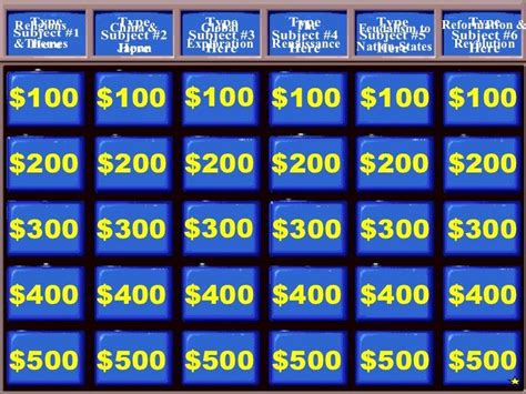 Jeopardy Powerpoint Template 5 Categories