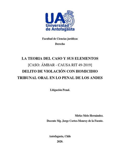 Teoría Del Caso Homicidio Con Violación Art 372 Bis Cp Pdf