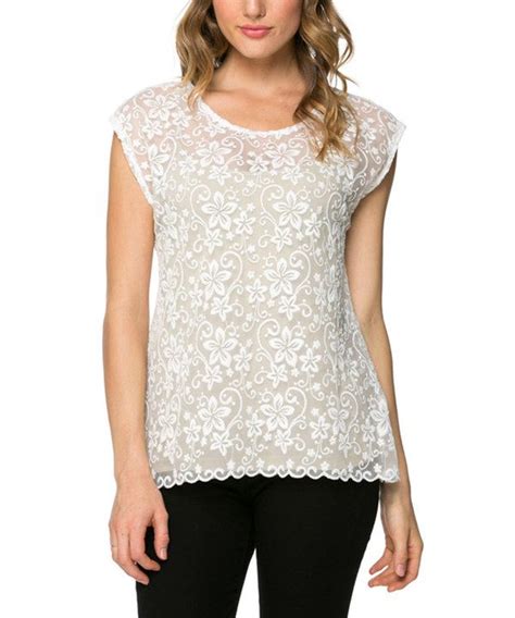 White Sheer Lace Sleeveless Top Womens Sleeveless Tops Lace