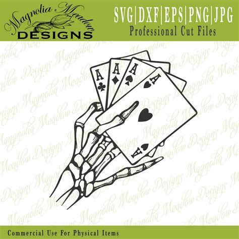 Skeleton Hand Svg Four Aces Svg Skeleton Cards Svg Playing Etsy