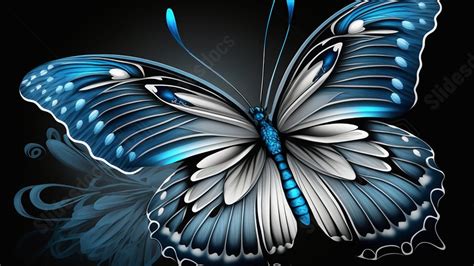 Butterfly Fantasy Blue And White Color Cartoon Powerpoint Background ...