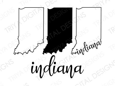 Indiana Svg Bundle Indiana Outline With Text Cut File Etsy Uk