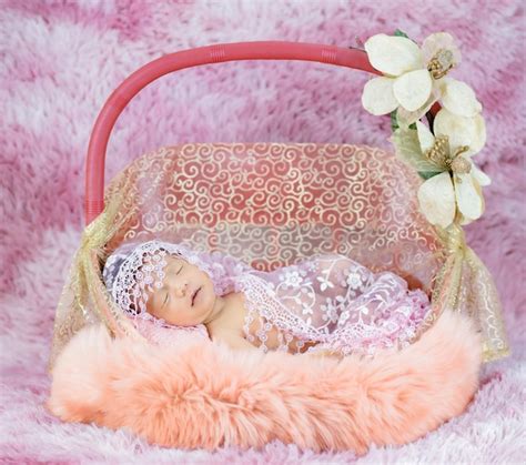 Premium Photo Beautiful Newborn Baby Sleeping In A Basket