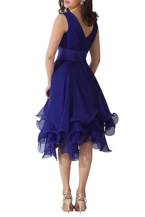 Tutu Vivi Womens V Neck Ruffles Chiffon Bridesmaid Dress 2019 Tea