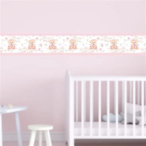 Kit Faixa Decorativa Adesivo Infantil Ursinha Menina Rosa Beb Quarto