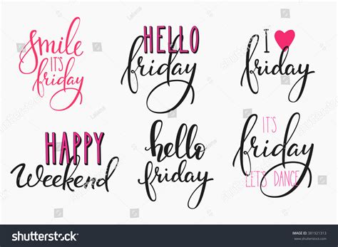 Hello Friday Lettering Sign Quote Postcard Set Motivational Quote