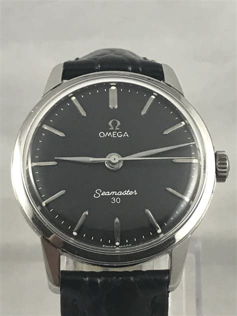 Fs Vintage 1963 Omega Seamaster 30 Stainless Steel Watch With Black