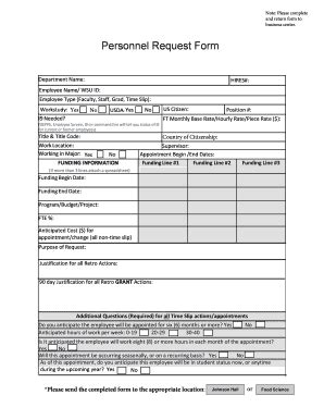 Personnel Request Form Fill Online Printable Fillable Blank