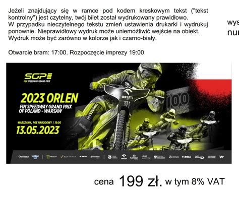 Bilet na Speedway Grand Prix Warszawa 2023 Radom Ogłoszenie na