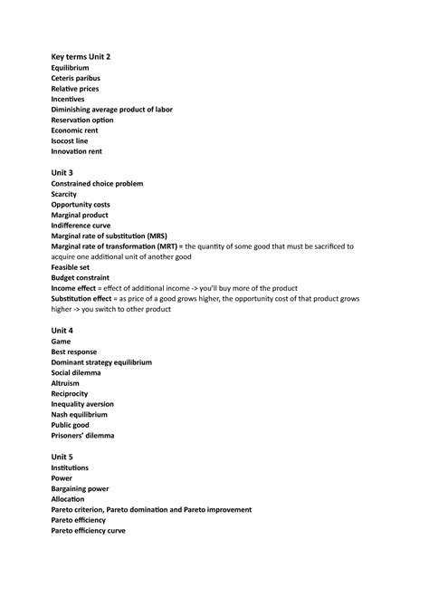 Key Terms Unit 2 Handige Lijst Met Belangrijke Termen Of Te Kennen