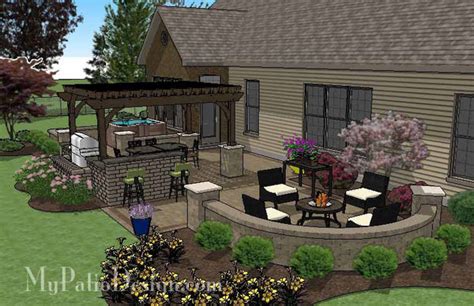 Dreamy Backyard Patio Design With Hot Tub Download Plan