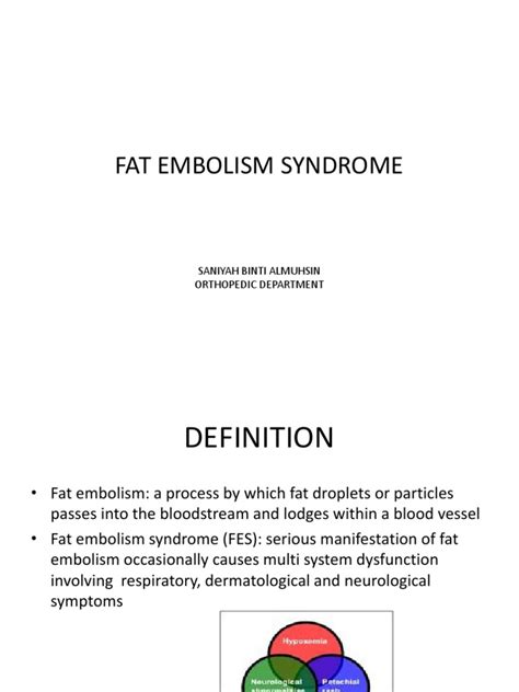 Fat Embolism Syndrome Medical Specialties Clinical Medicine