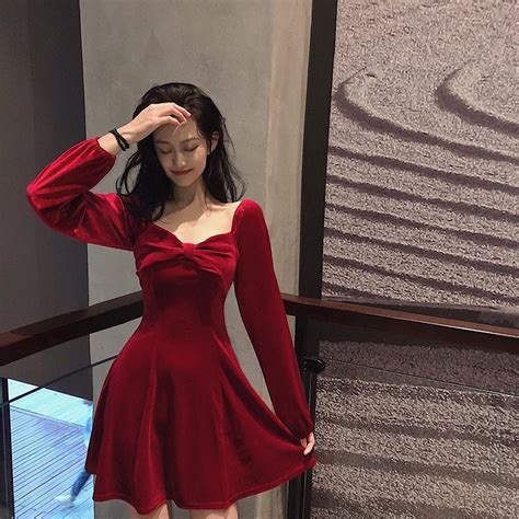 Red Dress Outfit Korean Dresses Images 2022