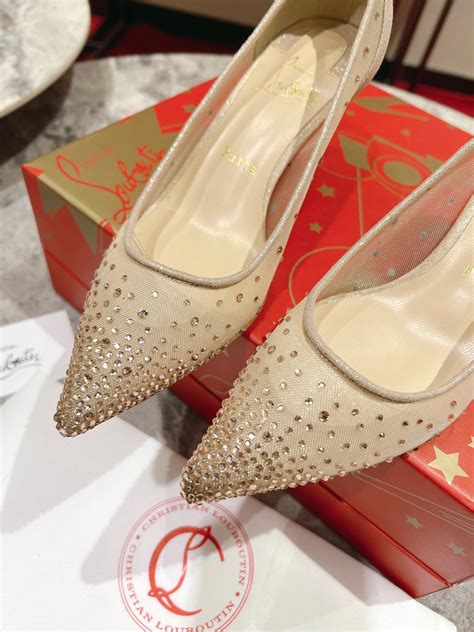 Replica Christian Louboutin Follies Strass Pumps 70mm In Nude Mesh