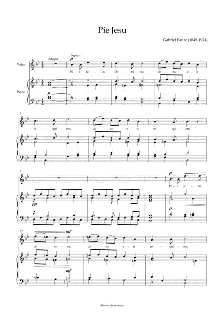 Pie Jesu For Voice And Piano Arr MPM By Gabriel Faure Sheet Music