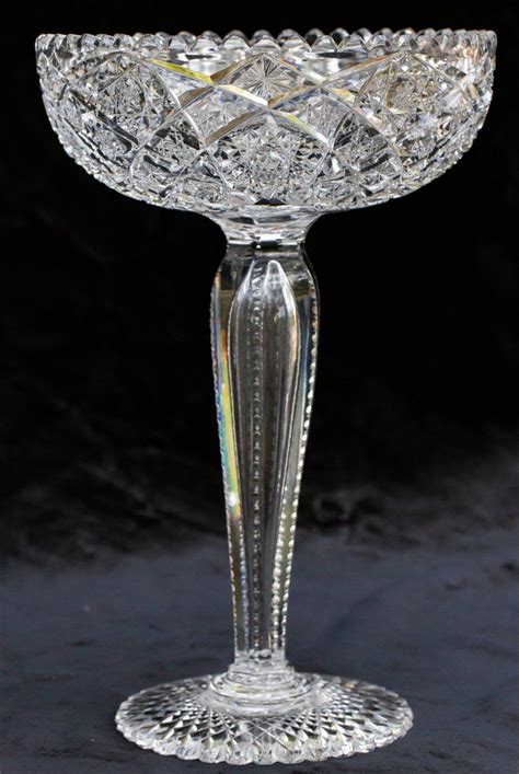 Elegant Kelly And Steinman Roman American Brilliant Period Cut Glass Compote Auction