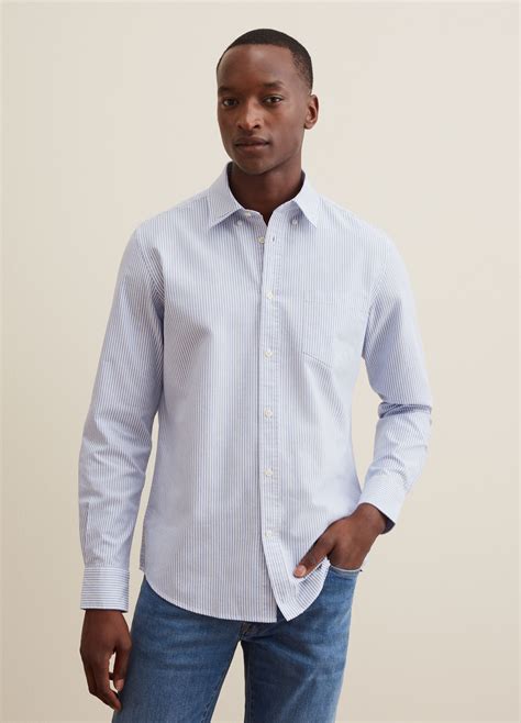 Camicia In Cotone Oxford A Righe Sottili Bianco Azzurro PIOMBO Da Uomo