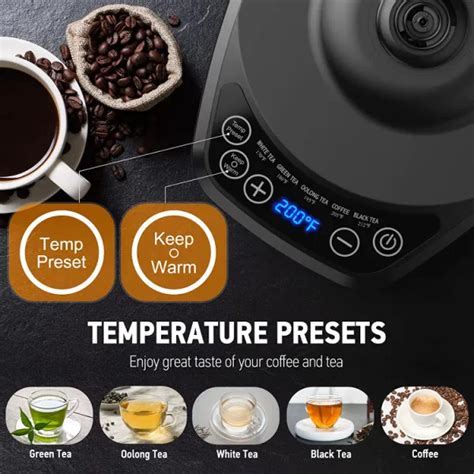 Dropship Electric Gooseneck Kettle Temperature Control And 5 Variable Presets Pour Over Tea