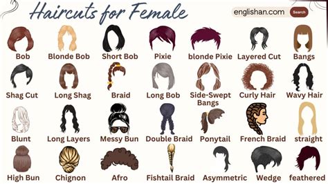 24 Female Haircut Names With Pictures In English