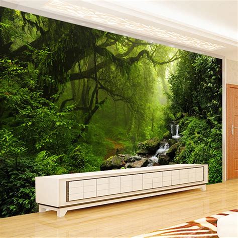 Custom Photo Mural Wallpaper Non Woven 3D Forest Landscape Wall