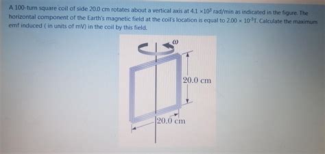 Solved A Turn Square Coil Of Side Cm Rotates About Chegg