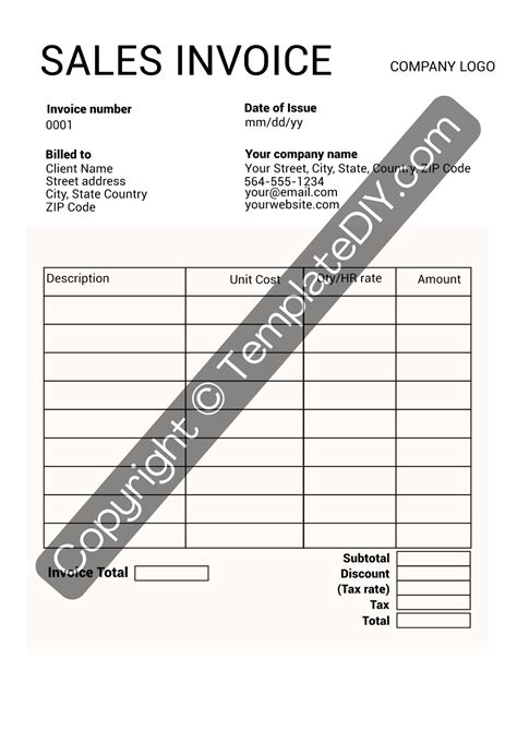 Sales Invoice Template Printable Blank In Pdf Excel Word