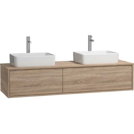 Mobile Per Bagno Sospeso Con Lavabo Doppio L Cm Naturale Chiaro