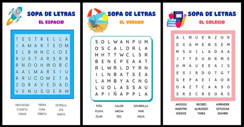 Sopas De Letras Tem Ticas Para Los Ltimos D As De Clase