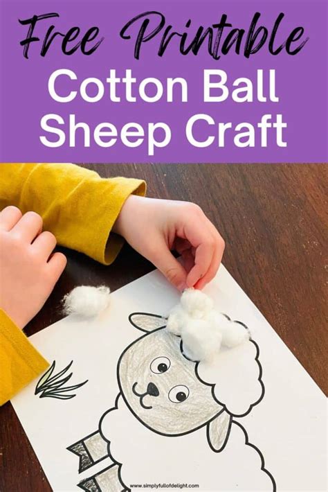 Easy Cotton Ball Sheep Craft (Free Printable)