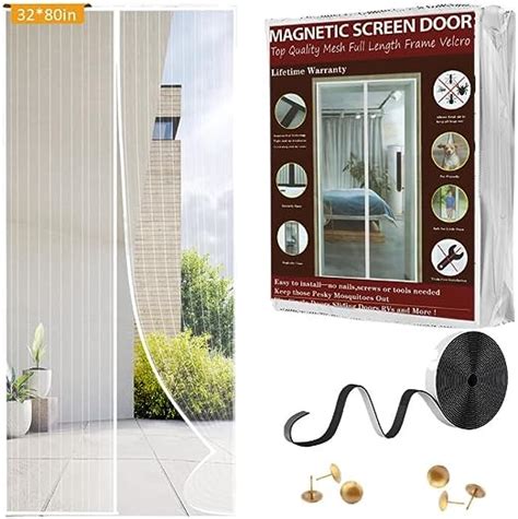 Magnetic Screen Door Upgraded Model Full Strip Magnets Screen Door Mesh With Magnet Heavy Duty