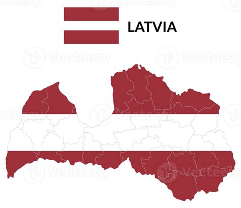 Latvia map. Map of Latvia with Latvia flag 36158800 PNG