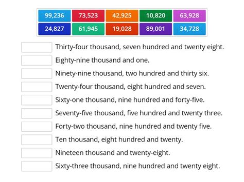 Five Digit Place Value Match Match Up