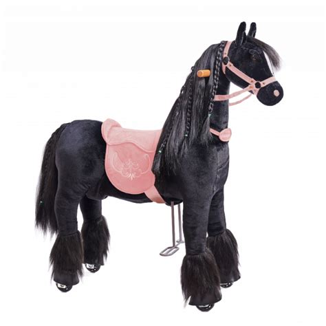 Cheval Roulettes Inline Ponnie Ebony M Avec Selle Rose Loisir Plein Air