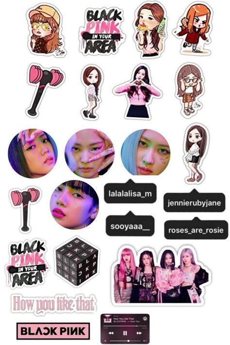 Blackpink Kpop Stickers Cute Stickers Pink Scrapbook Scrapbook Stickers Box Template