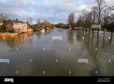 A View Of The River Thames In Flood In Wallingford Oxfordshire