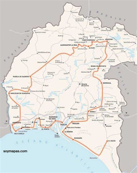 Mapa De Huelva Mapa F Sico Geogr Fico Pol Tico Tur Stico Y Tem Tico