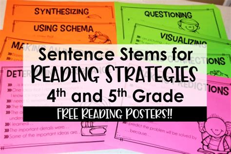 Free Sentence Stems For Reading Strategies