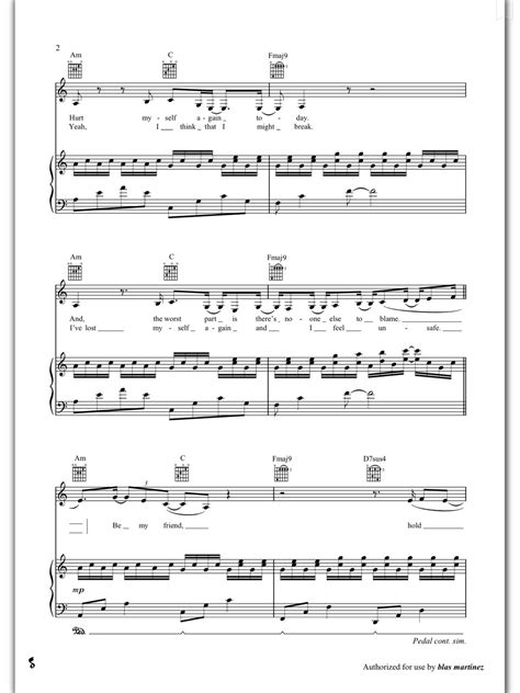 Piano Sheet Music — Breathe me - Sia (Piano Sheet)