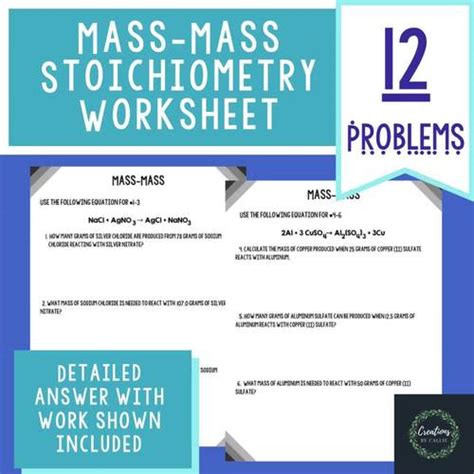 Mass Mass Stoichiometry Worksheet Detailed Answer Key Distance Learning