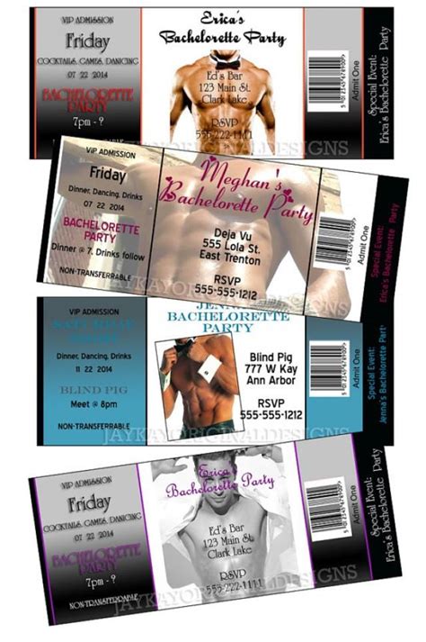 Sexy Hunk Bachelorette Party Personalized Ticket Style Invitations Set Of 12 2318079 Weddbook