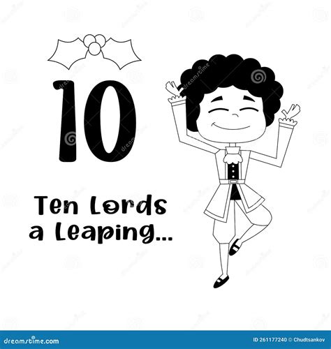 Outlined The 12 Days Of Christmas 10Th Day Ten Lords A Leaping