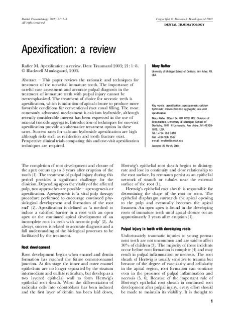(PDF) Apexification: a review | jihan joe - Academia.edu