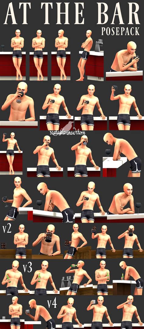 At The Bar 4 Posepacks Natalia Auditore Sims 4 Sims 4 Characters